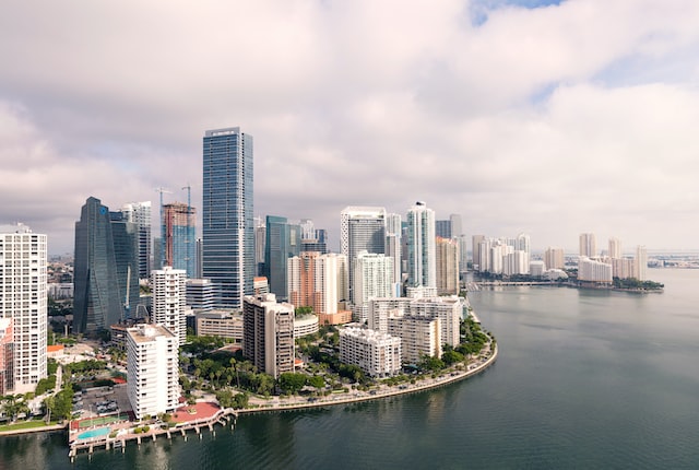 miami office market report q2 to q3 2022 a daytime though slightly cloudy view of the miami waterfront and cbd image at offices.net